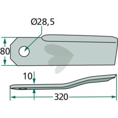 Venstre kniv 1590595, utformet for effektiv traktorprestasjon.
