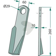 Venstre slagkniv fra Fischer, 60X260mm med 29 mm hull, for optimal skjæring.