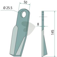 Høyre slagkniv med holdbar konstruksjon for overlegen ytelse.