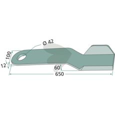 Høyre kniv, 12 mm tykk, perfekt for kraftfulle maskiner og effektiv drift.