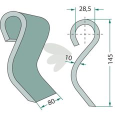 Slagkniv Dücker med hull på 28,5 mm, perfekt for landbruk og traktorreparasjon.