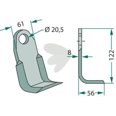 Vinkelkniv, perfekt for å håndtere vanskelige vinkler i landbruksarbeid.