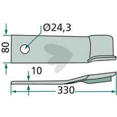Venstre slagkniv for HKP 1600, optimalisert for effektiv skjæring.