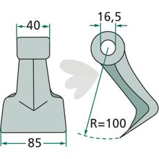 Hammerslag 16,5 mm M07400950R, perfekt for presisjonsarbeid i jordbruk.
