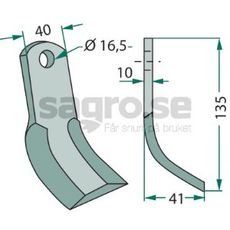Y-hakke Kverneland (Maletti) med 16,5mm hull, perfekt for robust bruk.
