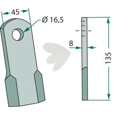 Rett slagkniv, ideell for jevn og effektiv bearbeiding av jorden.