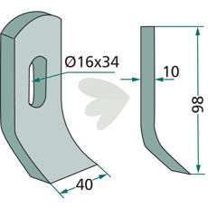 Slagkniv med 16x34 mm hull, perfekt for bruk med Noremat og Mulag.