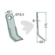 Y-slå med hull på 16,5mm, kompatibel med Kuhn og Nobili for effektiv bruk.