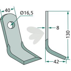 Y-slå 40X130mm med et 16,5mm hull, spesielt for robuste arbeidskrav.