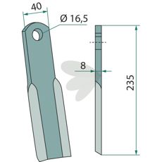 Slagkniv fra Nobili med 16,5 mm hull, utmerket for allsidig bruk i felt.