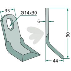 Y-kniv Nobili og Kuhn, hull 14X30mm, perfekt for landbruk og stammer.