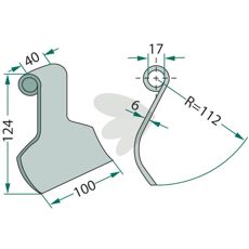 Kraftfull slagkniv Nobili og Kuhn, hull 17 mm, for pålitelig skjæreytelse.