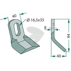 Y-kniv Orsi 16,5X35mm, holdbar og effektiv for landbrukets behov.