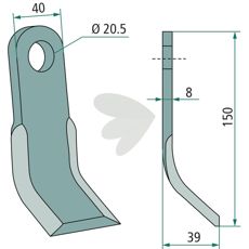 Y-kniv Orsi, hull 20,5mm, ideell for alle typer av landbruksarbeid.
