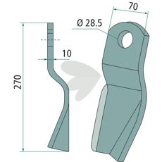 Slagkniv Fischer med hull 28,5mm, effektiv for skjære- og klippearbeid.