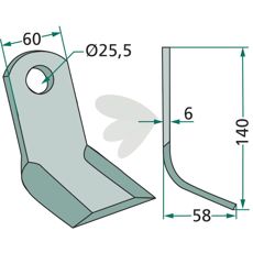 Y-slag Procomas med hull 25,5mm, perfekt for ulike landbruks- og byggmaskiner.