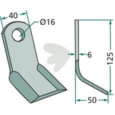 Y-slag for Bucher og Procomas, hull 16mm, ideell for effektiv drift av maskiner.