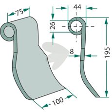 Slagkniv Quivogne med hull 26 mm, ideell for effektiv maskinoperasjon.
