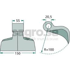 Hammerstein 55/150 mm med hull på 20,5 mm, perfekt for ulike arbeidsoppgaver.
