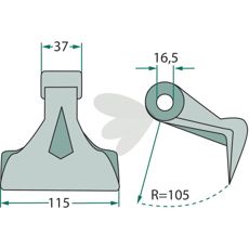Hammerstein 37/115 mm, har et hull på 16,5 mm, ideell for presisjonsarbeid.