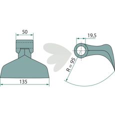 Hammerstein 50/135 mm, utstyrt med et hull på 19,5 mm for holdbare resultater.