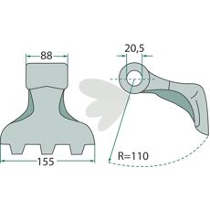 Hammerstein 88/155 mm, ideell for profesjonell bruk med et hull på 20,5 mm.