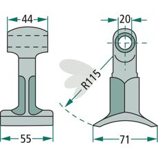 Hammarslaga 44/55mm med hull på 20 mm, allsidig for forskjellige prosjekter.