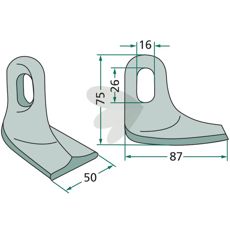 Hammarslaga 50mm med hull 26X16mm, perfekt for robuste applikasjoner.
