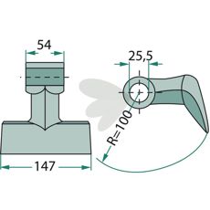 Hammarslaga 54/147mm med hull på 25,5 mm, ideell for presisjonsarbeid.