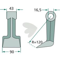 Hammarslaga 43/90mm med hull 16,5mm, praktisk for mange anvendelser.