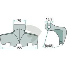 Hammarslaga 70/155mm med hull på 16,5 mm, perfekt for diverse oppgaver.