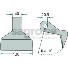Hammarslaga 40/120mm med hull 20,5mm, holdbar og pålitelig for bruk.