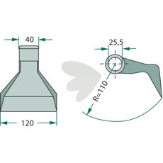 Hammarslaga 40/120mm med hull 25,5 mm, perfekt for profesjonell bruk.