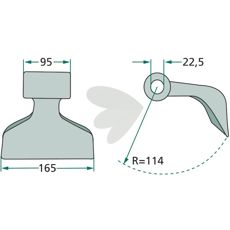 Hammarslaga 95/165mm med 22,5mm hull, perfekt for effektivt arbeid innen jordbruk og bygg.