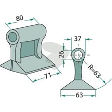 Hammarslaga 80/71mm med 26mm hull, utmerket for tunge oppgaver innen jordbruk og bygg.