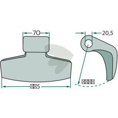 Hammerslag 70/185mm med 20,5mm hull, perfekt for tøffe jobber innen jordbruk og bygg.