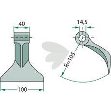 Hammerslag 40/100mm med 14,5mm hull, utmerket for detaljert arbeid innen jordbruk og bygg.