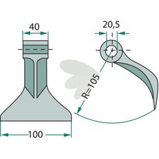 Hammerslag 40/100mm med 20,5mm hull, perfekt for varierte oppgaver innen jordbruk og bygg.