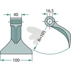 Hammerslag 40/100mm med 16,5mm hull, ideell for presisjon og styrke i bygg og jordbruk.