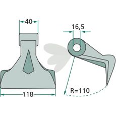Hammerslag med mål 40/118mm og hull på 16,5mm for effektiv bruk.