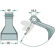 Hammerslag 40/90mm med 18,5mm hull, ideell for Lagarde-applikasjoner.