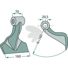 Robust hammerslag 70/160mm med hull på 20,5mm, perfekt for tunge jobber.