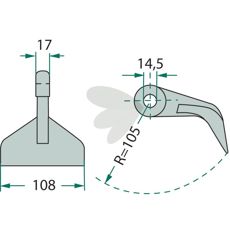 Hammerslag 17/108mm med et hull på 14,5mm for presisjonsarbeid.