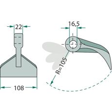 Hammerslag 22/108mm og hull 16,5mm, utmerket valg for effektiv kraftoverføring.
