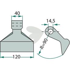 Hammer 40/120mm med et hull på 14,5mm, for kraftige oppgaver.