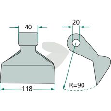 Hammer 40/118mm med 20mm hull, designet for allsidig bruk.
