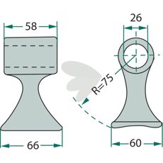 Hammer 58/66mm med et hull på 26mm, designet for robust ytelse.