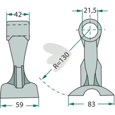Hammer 42/59 mm med 21,5 mm hull, perfekt for traktortilpassninger.