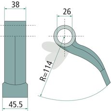 Kraftig hammer 38/45,5mm med 26mm hull, perfekt for varierte oppgaver.