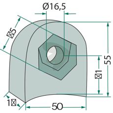 Feste 55X50X16,5, slitesterkt alternativ for festelementer.